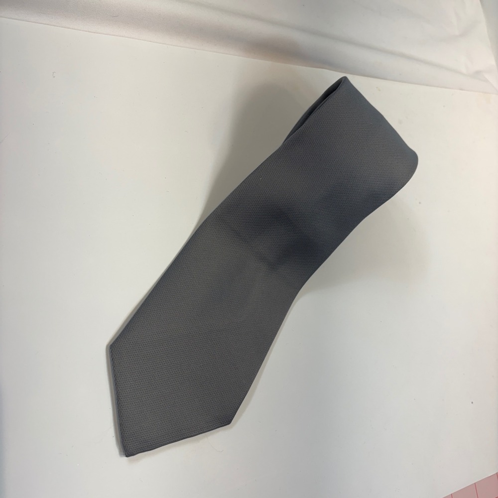 Cavalier Mens Necktie Solid Gray Textured Weave Classic Width Made in USA 59in